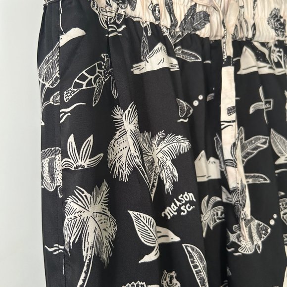 Scotch and Soda Wide Leg Pants Les Tropiques Black Cream Extra Small XS - Picture 8 of 12